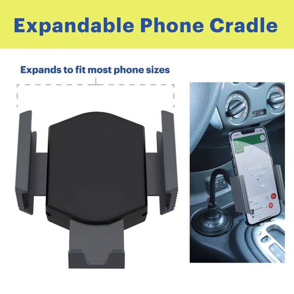drive onn. Expandable Smartphone Gooseneck Cup Holder Phone Mount, Black - Picture 2 of 5